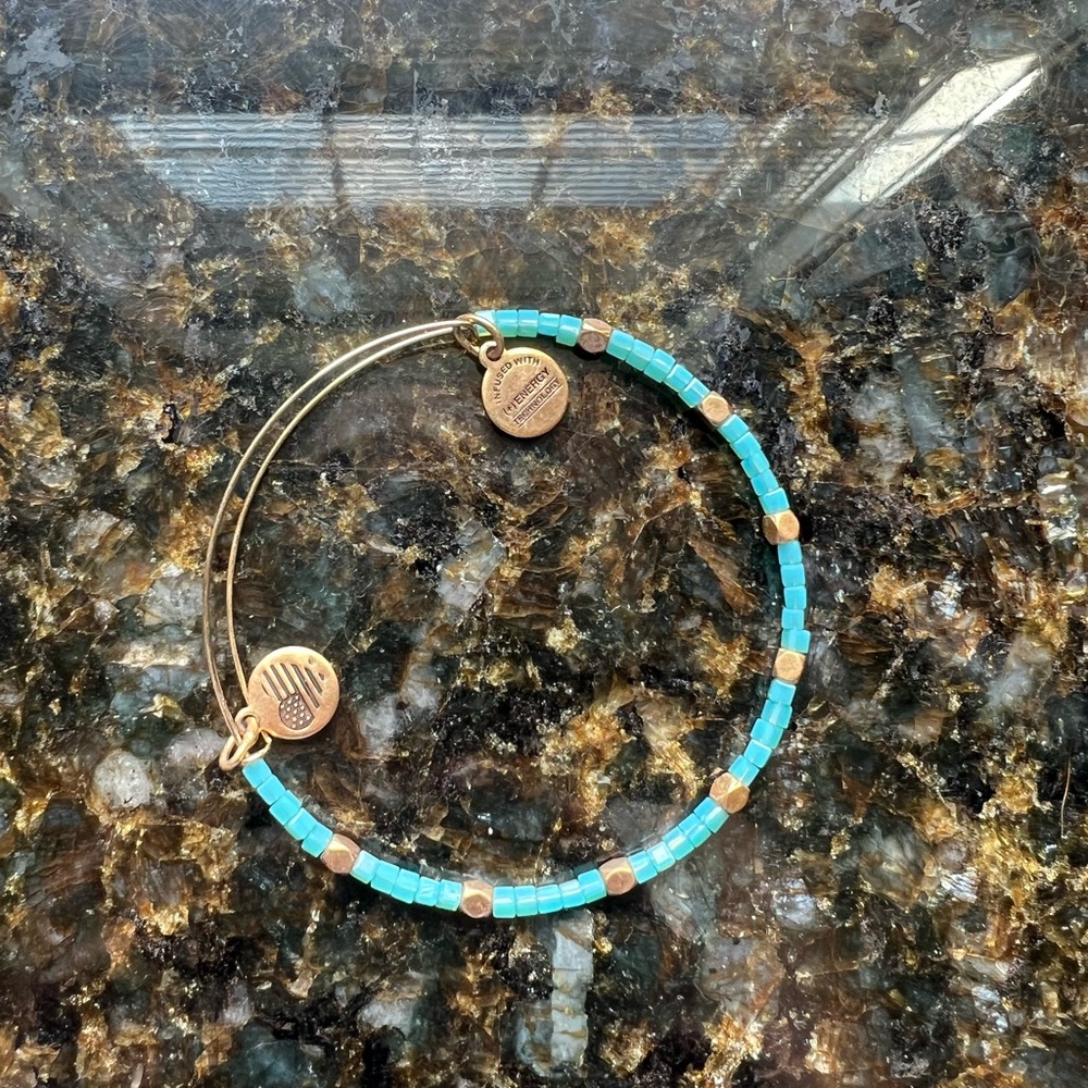 ALEX AND ANI Gold and Turquoise Beaded Bracelet